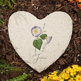Personalization Universe Personalized Small Birth Month Flower Garden Stone, Name, and Date - Perfect Outdoor Decor for Garden or Walkway, Mother's Day, Grandma's Birthday, or Memorial – 5.75” x 5.75”