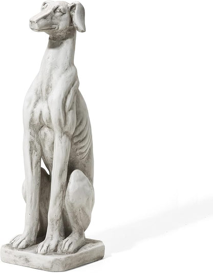 Glitzhome Sitting Dog Garden Statue, Outdoor Statue Garden Lawn Greyhound Sculpture Decorative Animal Guardian Sentinel for Driveway Porch Patio 32 Inch