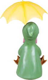 Sitting Duck in Raincoat and Umbrella Outdoor Garden Statue - 10.5"