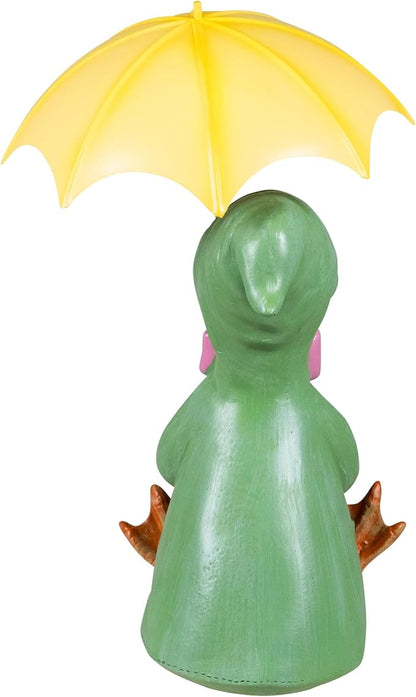 Sitting Duck in Raincoat and Umbrella Outdoor Garden Statue - 10.5"