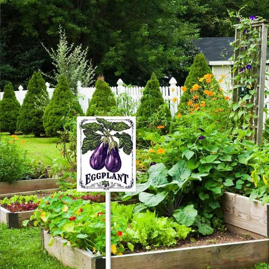 Bidesign (7X8.8) IN Carrots Aluminum Vegetable Garden Sign With Stake Vegetable Plant Marker Garden Stake Tags With Vegetable Names fFor Nursery Outdoor Vegetable Garden Fence Decoration