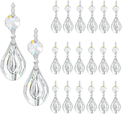 20pcs 38mm Crystal Loquat Shape Chandelier Replacement,Hanging Clear Glass Crystals for Chandelier,Crystal Prisms Beads for Wedding Home Decoration