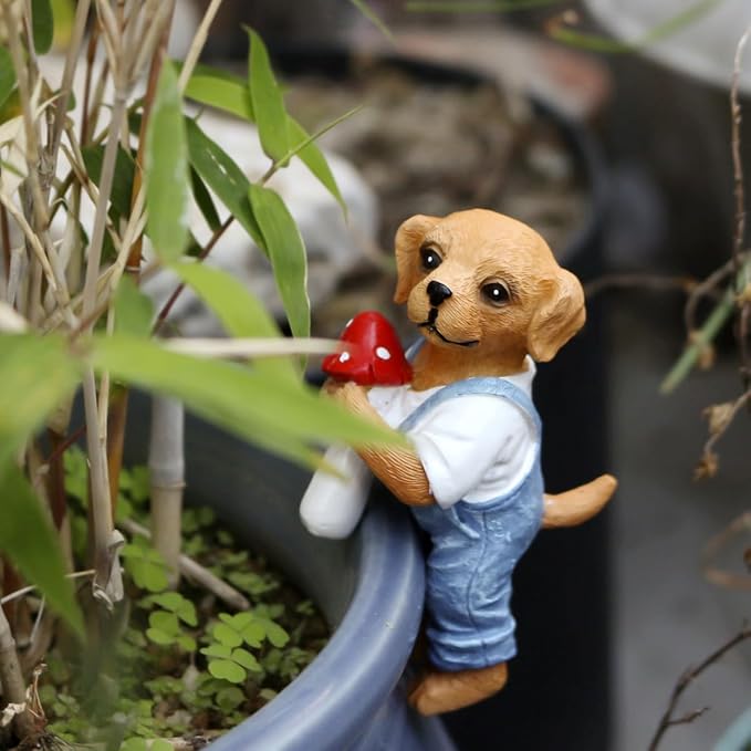 Dog Figure Plant Pot Hanger, Flower Pot Hugger, Resin Tortoise Statue, Funny Pot Huggers for Planters, Cute Climbing Tortoise Flower Pot Hugger, Garden Fence Balcony Patio Yard (Dog)