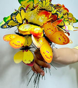 Rikyo 3D Butterfly Garden Stake Decor,10" PVC Butterfly Garden Decor for Outside,Shaking Head Artificial Butterflies for Cake Bouquet Wall Lawn Pathway Plant Pot Flower Bed Yard Decor (50, Yellow)