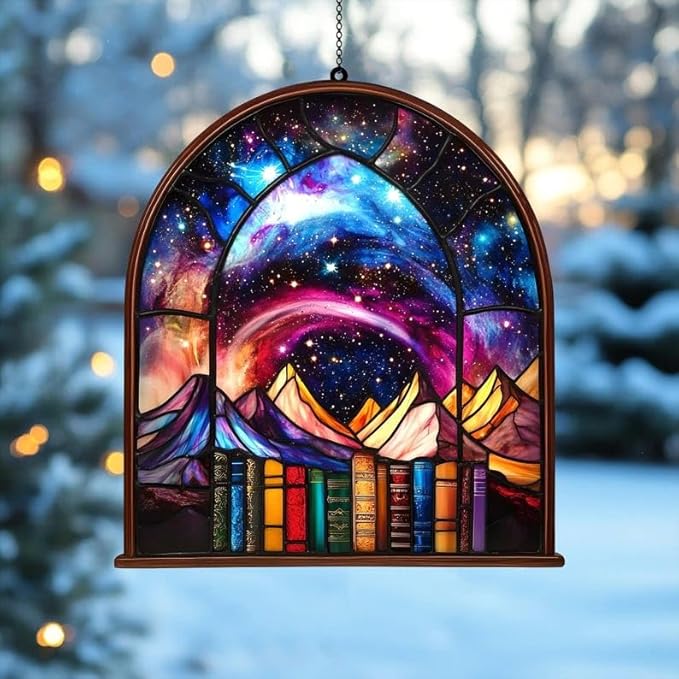 Abstract Night Acrylic Suncatcher Window Hanging Gift for Fantasy Book Reader Bookish Librian Bookshelf Mini Decor Sun Catchers Indoor Windown Suncatchers Windows Garden Outdoor Holiday