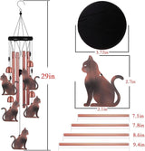 Cat Wind Chimes for Garden, Gifts for Mom, Home, Balconies, Rooms, Patio, Indoor, Outdoor Cat Decoration, Aluminum Cats Chimes, Cats Wind Catcher, Red Copper Cats Wind Bells, Cats Wind Chimes Decor
