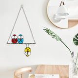 Double-Side High Stained Glass Suncatcher Panel, Multicolor Owls Suncatcher for Windows Doors Room Home Decoration Hummingbird Ornamentand Gifts for Bird Lovers Owl Gifts for Mom,Grandma(red)