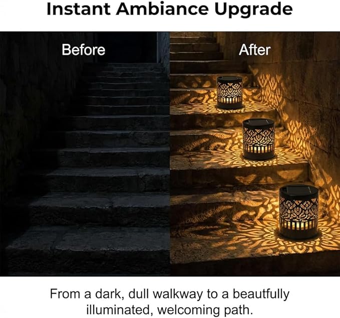 Decorative Solar Mandala Lights, Metal Solar Powered Outdoor Wall Lights Solar Powered Deck Step Stair Lights, Waterproof Mandalas Fence Light for Garden Post Patio Backyard Yard Decor (2, Flower)
