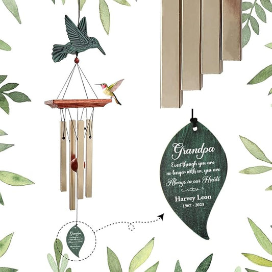 ASTARIN Memorial Custom Wind Chimes for Loss of Loved One, Wind Chimes for Patio Yard Decor, 24'' (Condolences-9)