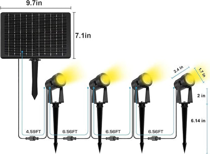 ZYAN Solar Landscape Spotlights, Separate Monocrystalline Panels & USB-C Powered 5400mAh Auto On Off Dusk to Dawn, Outdoor IP65 Waterproof, Warm White for Yard Path Patio (4 Pack)