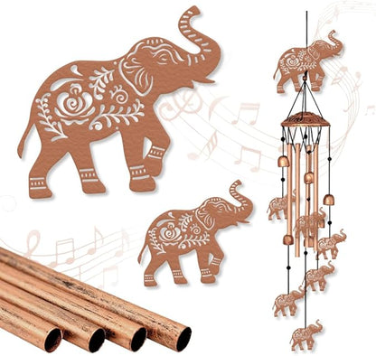 ORIGACH Elephant Wind Chimes Metal Wind Chimes for Outside Gifts for Women Mom Grandma Deep Tone Suitable for Outdoor, Indoor, Balcony, Garden, Courtyard, Porch, 30-Inch Long