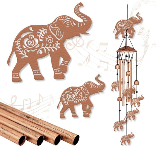 ORIGACH Elephant Wind Chimes Metal Wind Chimes for Outside Gifts for Women Mom Grandma Deep Tone Suitable for Outdoor, Indoor, Balcony, Garden, Courtyard, Porch, 30-Inch Long