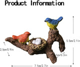 2Pcs Mini Brid Figurines Plant Pot Hang Decor Resin Bird's Nest Sculpture Decoration for Succulent Cactus Pots