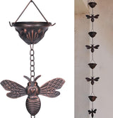 8.5Ft Bee and Cup Rain Chain Outdoor Decorative Rain Gutter Drain Rain Catcher Gutter Chain