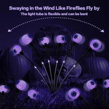 2PACK Scary Eyeballs Solar Garden Light Halloween Decorations Outdoor,Swaying Firefly with 12LED Purple Spooky Eyes Lights-Waterproof Ornaments Solar Halloween Lights for Lawn, Patio, Party Decor