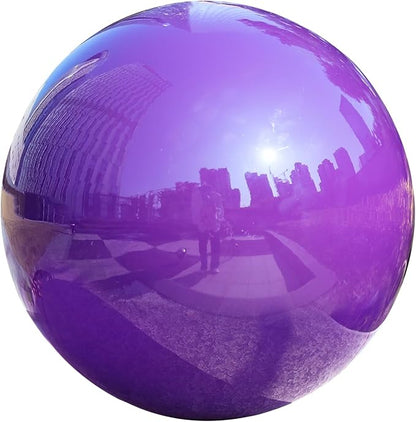 VCUTEKA Gazing Ball, 10" Stainless Steel Mirror Ball Reflective Garden Sphere, Gazing Globe for Home Garden Patio Lawn Outdoor and Indoor Decorative, Purple