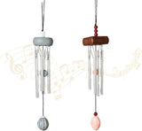 i-lan 2 Pack Small Silver Wind Chimes for Outside, Mini Aluminum Tubes with Ceramic Drop, Gentle Soothing Sound for Garden Patio Porch Decor, Zen Hanging Memorial Gifts for Mom Backyard Balcony