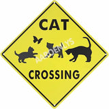 AAROENLYS Metal Tin Sign Cat Crossing Xing Farm Organic Country Yard Sign Aluminum Street Sign for Indoor Outdoor Home Decor Wall Decoration 12x12 Inch, 12 X 12 IN