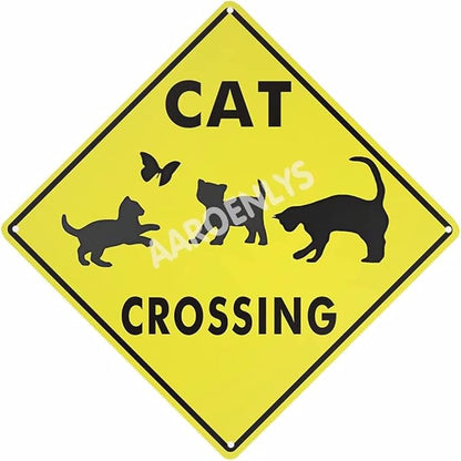 AAROENLYS Metal Tin Sign Cat Crossing Xing Farm Organic Country Yard Sign Aluminum Street Sign for Indoor Outdoor Home Decor Wall Decoration 12x12 Inch, 12 X 12 IN