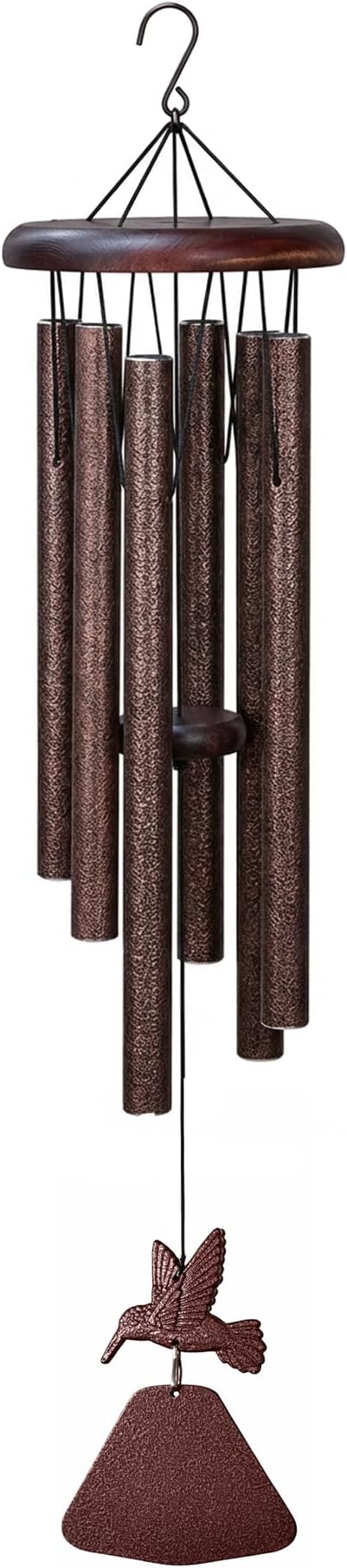 32” Large Matte Antique Bronze Hummingbird Aluminum Wind Chimes with Iron Cap for Outside, Deep Tone Outdoor Garden Patio Waterproof Decor, Ideal Gift for Mother's Day, Meditation, Relaxation