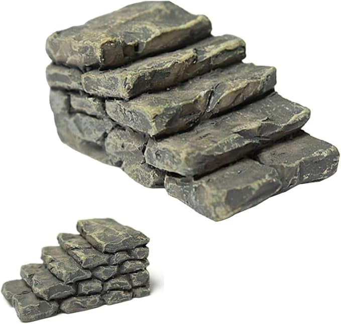 Miniature Garden Bridge with Stone Steps, Resin Fairy Ornament, Outdoor Bonsai Decor,Miniature Fairy Garden Decoration Accessories Sculptures Statues,Yard Decor for Outside Outdoor for Patio
