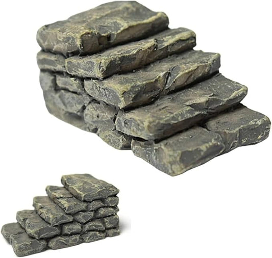 Miniature Garden Bridge with Stone Steps, Resin Fairy Ornament, Outdoor Bonsai Decor,Miniature Fairy Garden Decoration Accessories Sculptures Statues,Yard Decor for Outside Outdoor for Patio