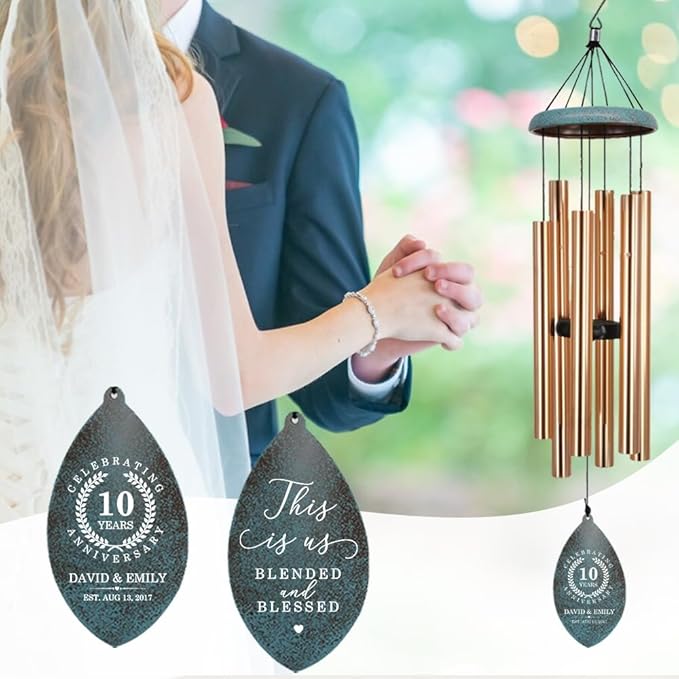 ASTARIN Personalized 20th 50th Anniversary Wind Chime, Happy Anniversary Wedding Valentine's Day Gift for Wife Husband Men Women Sister, Keepsake Decorations for Parents Couples(Produced in USA)