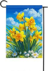 Gkyygk Welcome Garden Flag Yellow Daffodils Flower 12x18 Inch Double Sided Burlap Banners Yard House Seasonal Farmhouse for Men Women