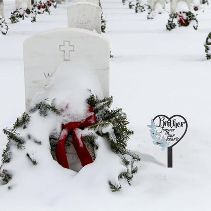 HPMAISON 11 inch Metal Brother Memorial Stake Grave Decorations for Cemetery Gravesite Sympathy Markers Waterproof Memorial Gifts for Loss of Brother Tombstones Plaque Outdoors Lawn Yard Decor