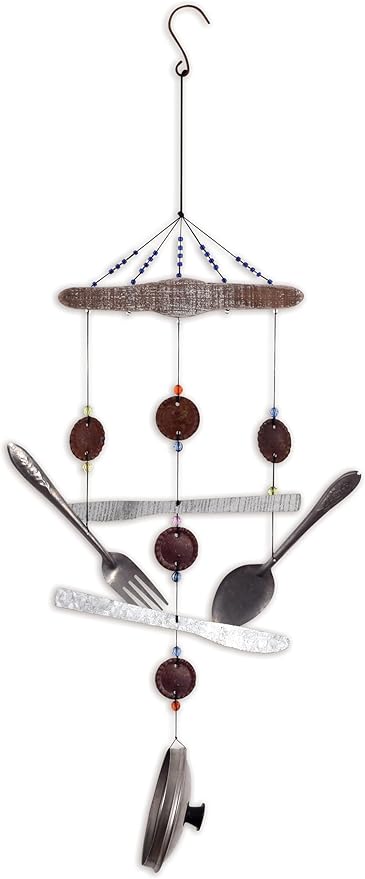 Sunset Vista Designs Windchimes - Campfire Chimes Rustic Outdoor Cookware Mobile Windchime, 24" Long, Funky Flatware
