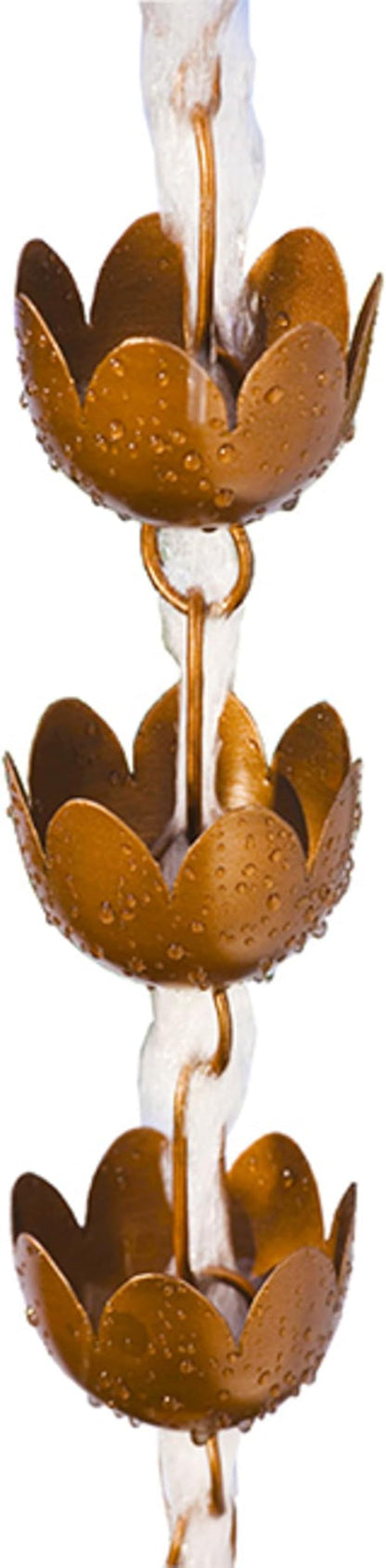Ancient Graffiti Lily Cup Rain Chain, Copper Plated