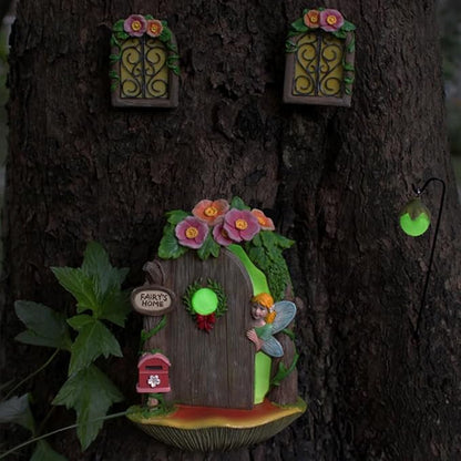 Miniature Fairy Garden Decoration - Outdoor Statues, Gnomes, Fairy Garden Accessories Kit, Art Yard Tree Face Decoration, Glow in The Dark