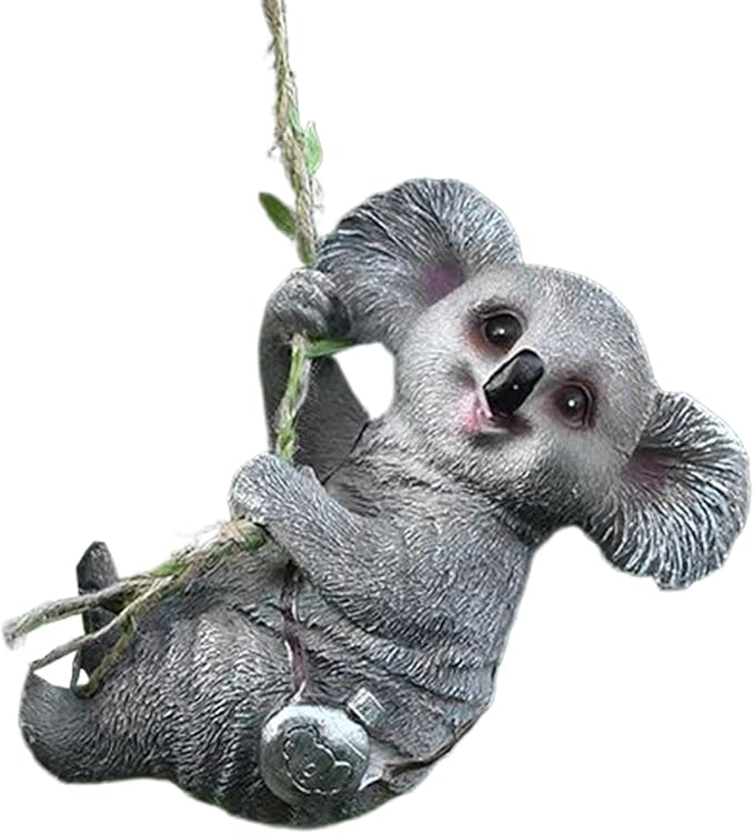 Koala Garden Decor Outdoor Statues Cute Animal Figurines Resin Outdoor Hanging Decor for Yard Ornaments Porch Decor OutsideDecor Tree Art Deco Outdoor Koala Gifts for Girls