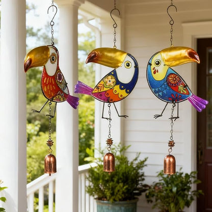 Wind Chimes for Outside, Toucan Metal Wind Chimes 3 Pack - Waterproof Rustproof Garden Decor, for Friends & Family