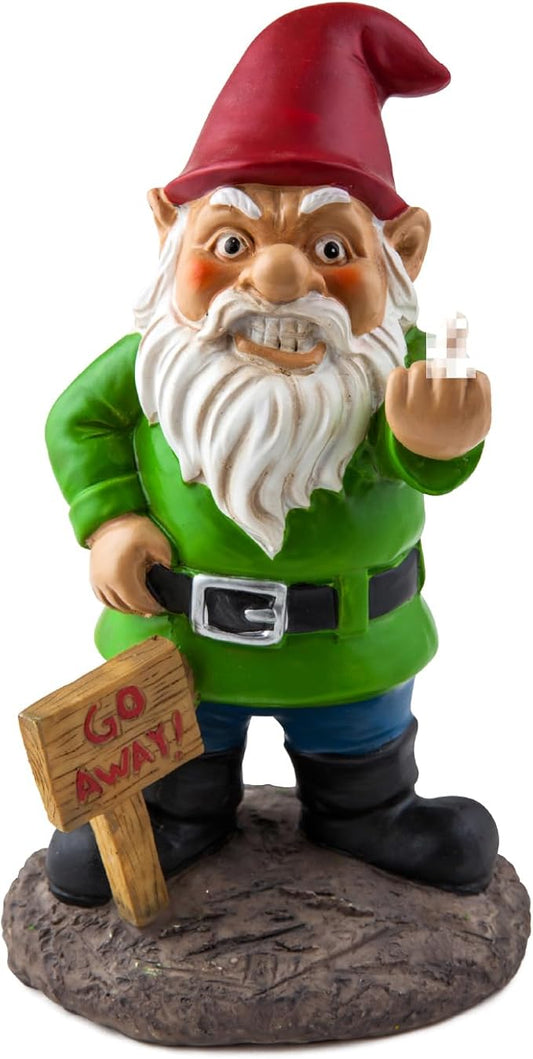 BigMouth Inc Go Away Garden Gnome Statue, Funny Outdoor Lawn & Yard Figurine, Housewarming Gag Gift Sculpture Decorations