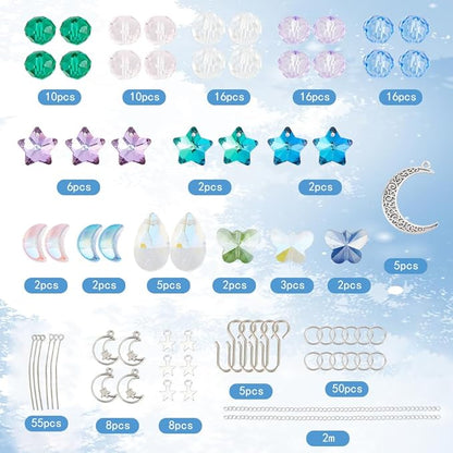 SUNNYCLUE 1 Box DIY 5 Sets Star Moon Sun Catchers Kit Hanging Sun Rainbow Catcher Window Hanging Prism Suncatcher Glass Crystal Suncatchers for Windows Indoor Outdoor Home Garden Decor