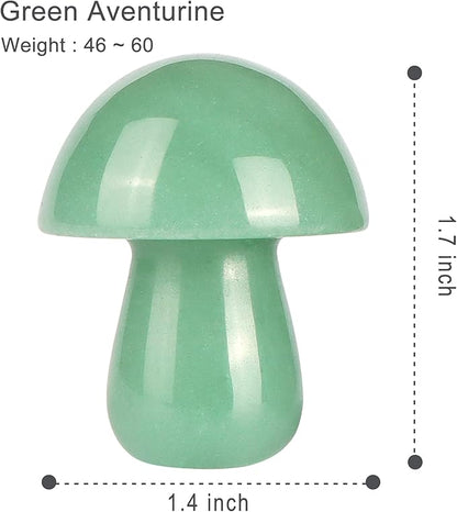 Mini Mushrooms Crystal Mushroom Sculpture Decor Mini Mushroom Gifts Cute Home Decor Living Room Decorations Fairy Garden Accessories 2Pcs 1.7" Green Aventurine