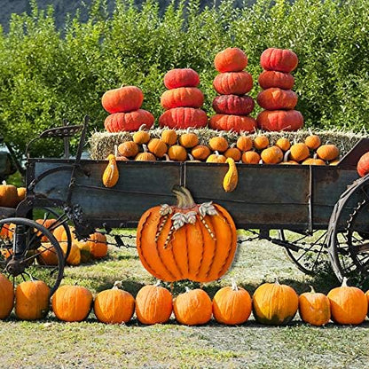 Morning View Pumpkin Garden Stakes Metal Yard Sign Fall Decor Outdoor Autumn Yard Stake Art Pumpkin Lawn Ornaments for Patio Porch Thanksgiving Halloween Harvest 26 Inches Tall