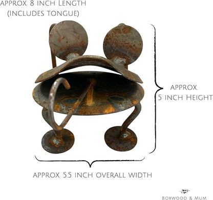 Rusty Garden Frog, Rustic Outdoor Decor, Whimsical Frog Statue, Metal Yard Art