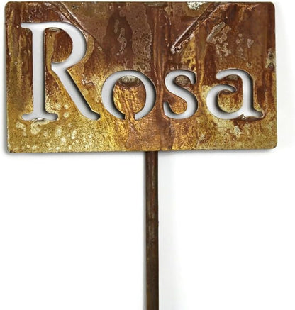 Classic Metal Garden Markers Clearance Items 20 to 33 Inches Tall (Rosa, Naturally Rusted)