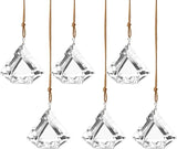 Set of 6 Crystal Glass Diamond Haingings Clear Glass Prisms Ornament Hanging Crystals Decoration for Party, Wedding, Valentines