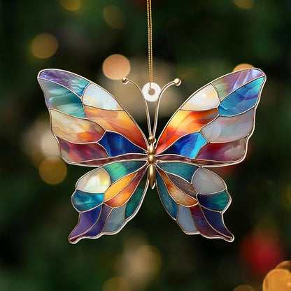 Stained Glass Butterfly Ornament Acrylic – Colorful Suncatcher Window Hanging, Glass Butterfly Decoration for Christmas Tree 2026, Spring Garden Décor, Gifts for Women & Nature Lovers(Sun-04)