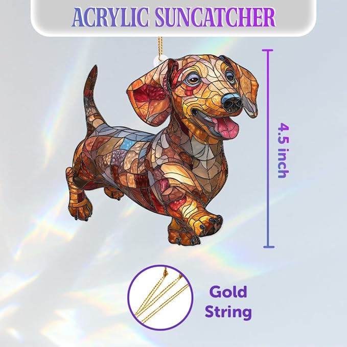 Acrylic Dog Christmas Ornament 2025 – Dachshund Gift for Lovers, Pet Memorial Keepsake, Cute Puppy Tree Decoration, Clear Acrylic Hanging Ornament for Pet Owners, Stocking Stuffer for Dog Mon, Sun-35