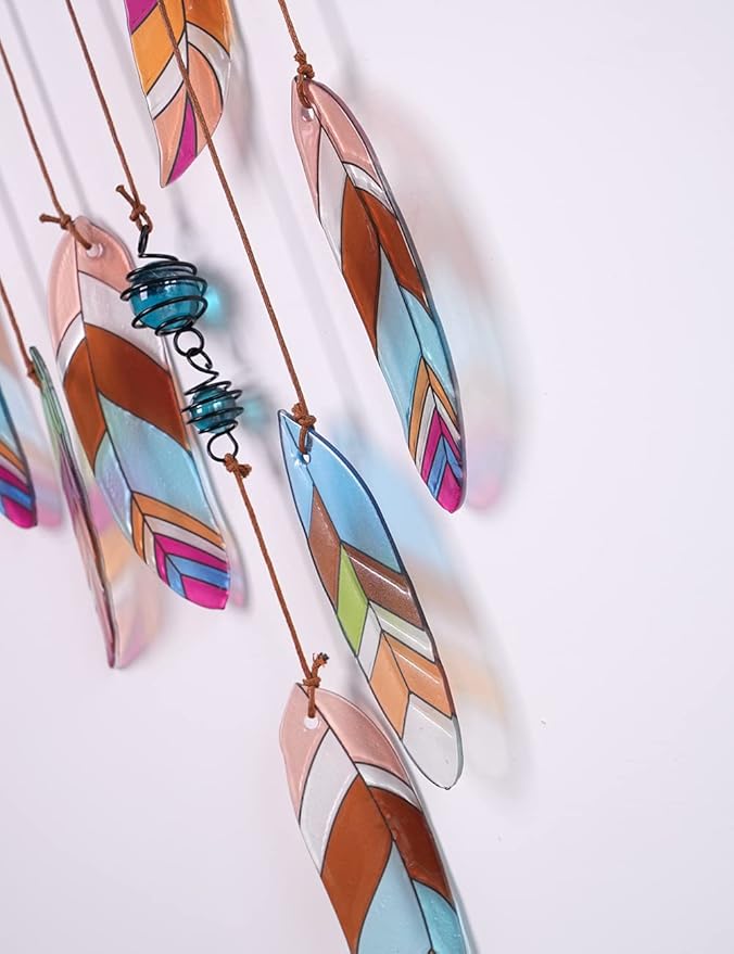 SEINHIJO Metal Arrow Wind Chimes Sandblasted Glass Decor Wall Art Memorial Gift for Outdoor Indoor Mom19.3 Inch
