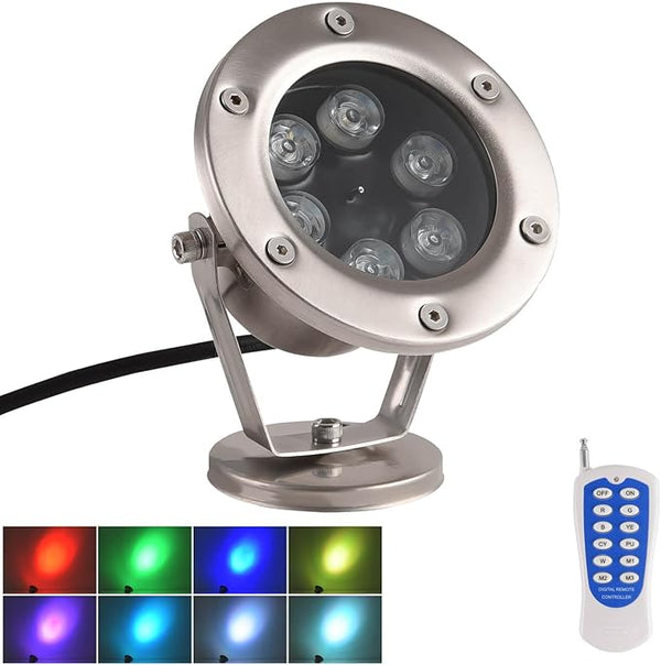 LED Pond Light Submersible Waterfall Fountain Underwater Light 18W 12V AC with RGB Color Changing by Remote for Outdoor Home Garden Patio Pond