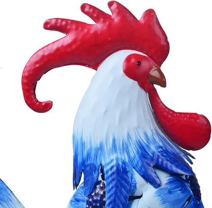 Metal Rooster Statues Creative Outdoor Garden Decoration for Patio Lawn Backyard