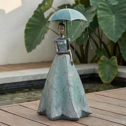 DiliComing Solar Fairy Outdoor-Statue Garden-Decor - 18" Resin Leaf Girl Sculpture with LED Lights for Garden/Patio/Yard | Waterproof Fairy Outdoor Figurines, Unique Home Decor Gifts for Women