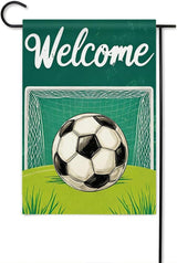 Gkyygk Soccer Net Welcome Banners Garden Flag Double Sided 12x18 Inches Farmhouse Holiday Outside Decorations Burlap Yard Flag