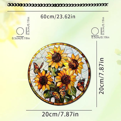 8 Inch Acrylic Window Hanging, Forget Me Not Flower Stained Glass Suncatcher, Window Decor, Plant Lover Gift for Women, Best Friend, Family, Colleague, Classmate (231)
