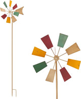 Alpine Corporation 52" Outdoor Metal Windmill Spinner Stake Yard Decoration, Multicolor